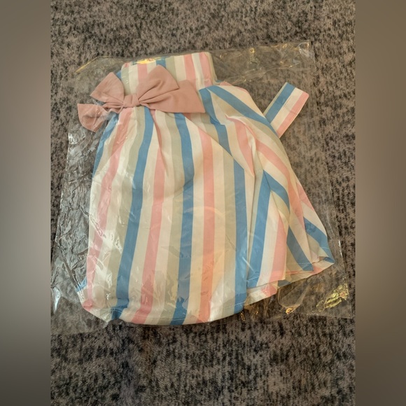 Baby Block Striped Ruffle Trim Suspender Dress Without Tee 12-18 Months - Picture 4 of 4